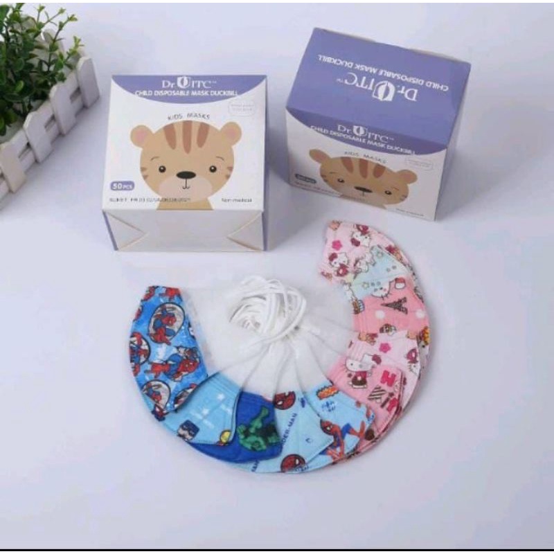 Masker Duckbill Anak Cowok Cewek Dr.Itc Motif Marvel & Hello