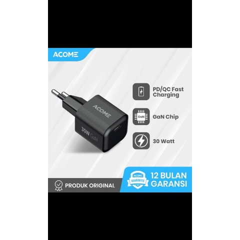 Acome ACG30 Charger GaN 30W Fast Charging PD/QC 3.0 Dual Port Support Laptop/iPad