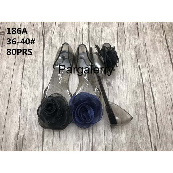 Sepatu Jelly Bunga Kaca 186/ jelly shoes flat kaca transparan