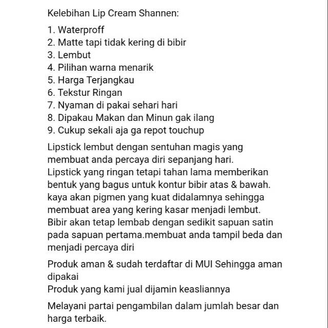 Keunggulan lipstik shannen , pastikan anda hanya membeli produk shannen yg ori
