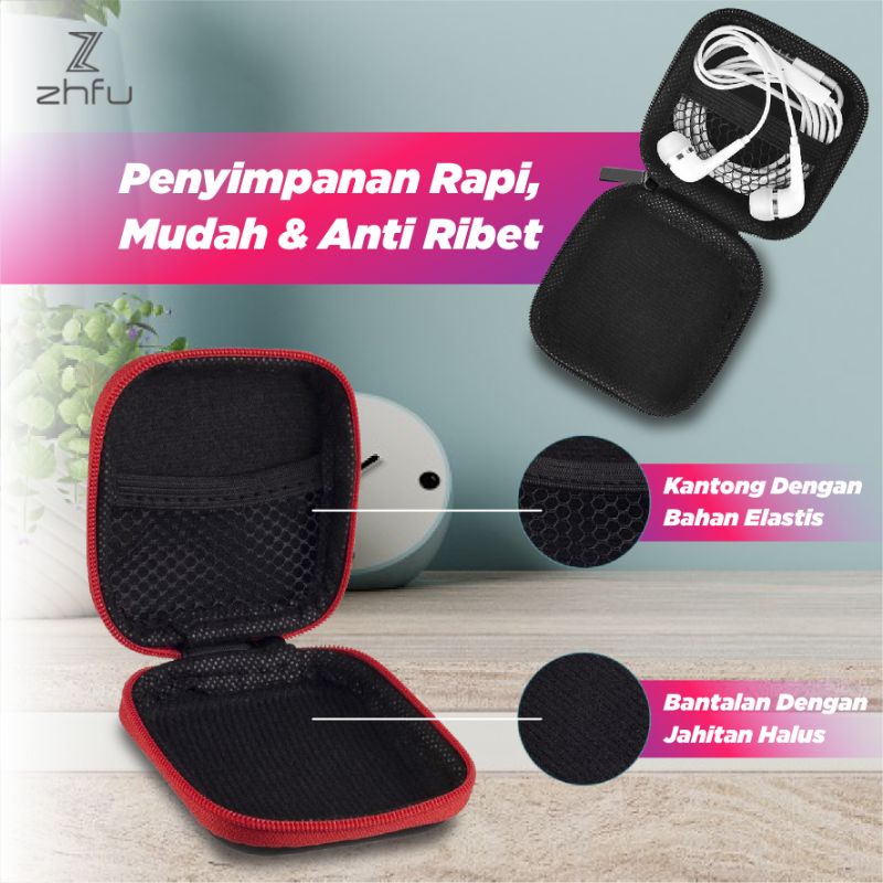 Zhfu Pouch Kotak Tempat Penyimpanan Case Organizer Holder Box Storage Earphone Headset Kabel Charger Jumbo Persegi Panjang Waterproof