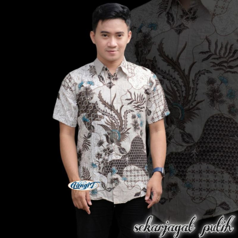 Batik Pria Lengan Pendek Premium BATIK BERKAH HRB026 motif KERATONAN Kode 002 size M L XL XXL