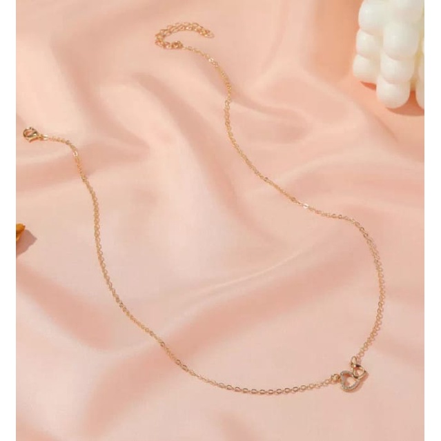 KALUNG TITANIUM RANTAI LOVE DABEL ROSE GOLD WANITA