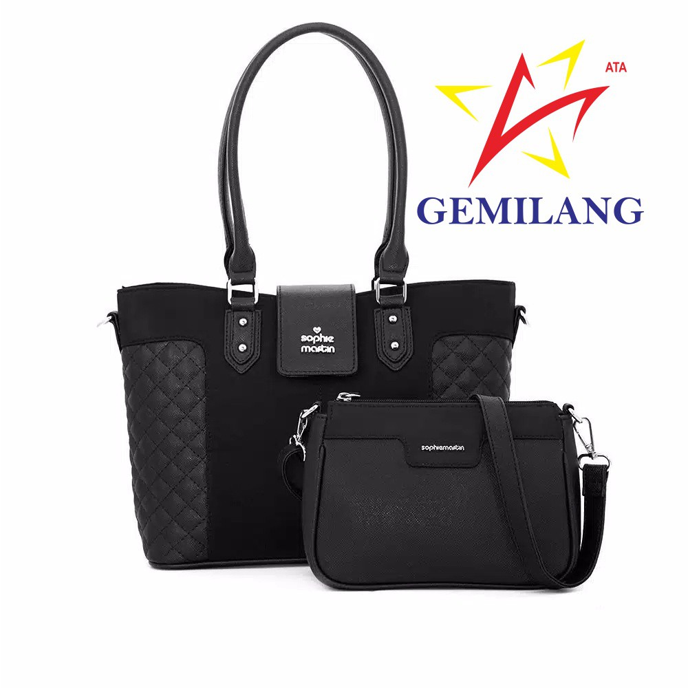 TAS SOPHIE MARTIN XIMENIA BD1912 T5974B5/TAS 2 IN 1/TAS/TAS WANITA KULIT HITAM/TAS WANITA/TAS KULIT