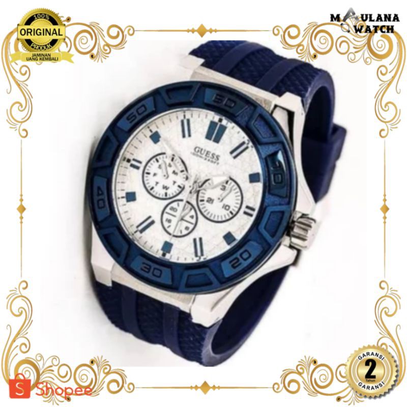 JAM TANGAN PRIA WANITA | RANTAI | KULIT | KARET | MURAH | PRIA [GUESS W0674G4] PLUS BOX