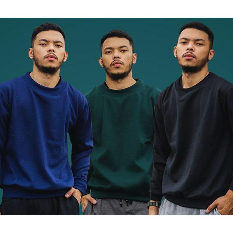 (BISA COD) SWEATER UNISEX BASIC CREWNECK POLOS MURAH