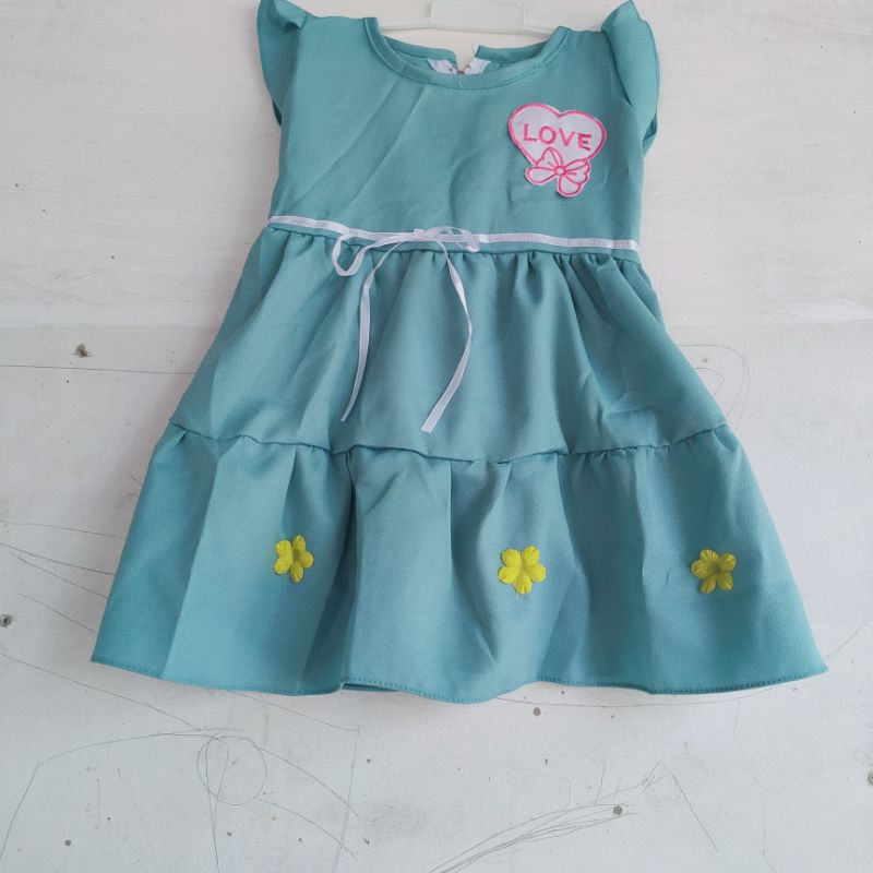 Dress anak 1 2 tahun moscrepe gaun anak cewek harian santai baju anak lucu ( dress moscrepe GIN )