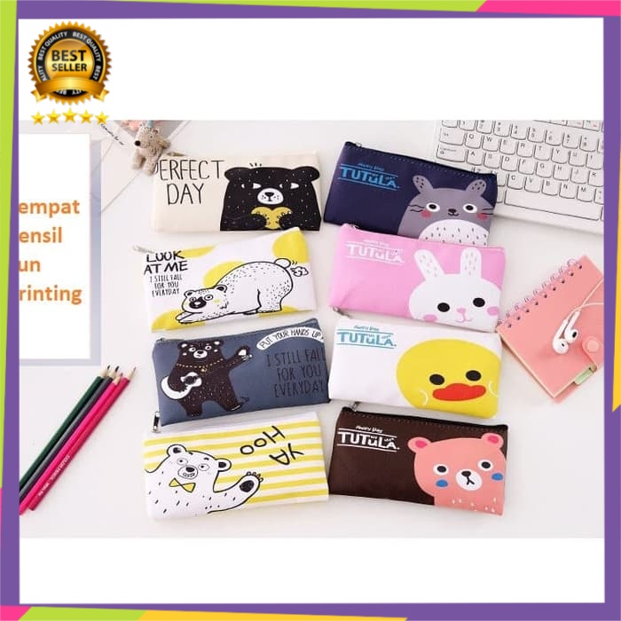 

TEMPAT PENSIL TP0056 Tempat Pensil Fun Printing 8 Design Pencil Case - tp tutula brown