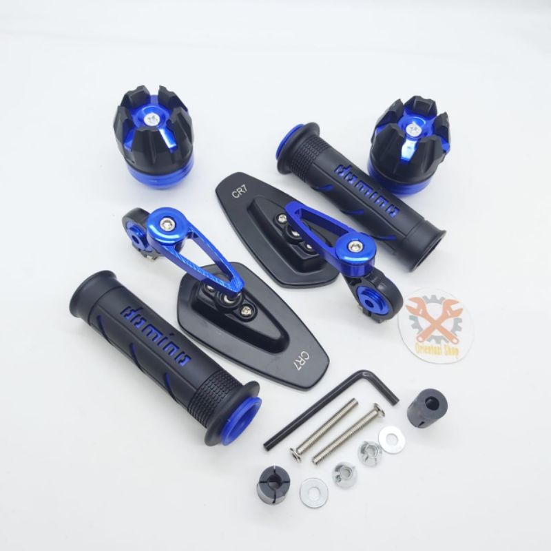 Spion Jalu CNC oval+grip domino+Jalu as roda universal bisa untuk semua motor