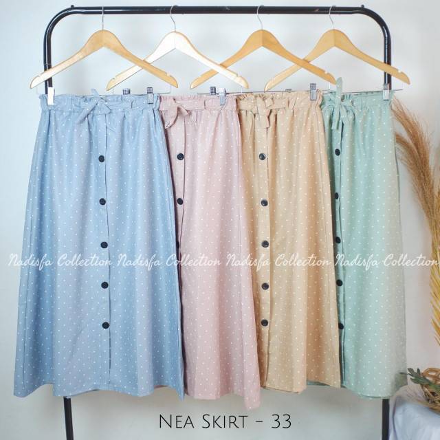 NEA SKIRT ROK BUTTON MOTIF Shopee Indonesia