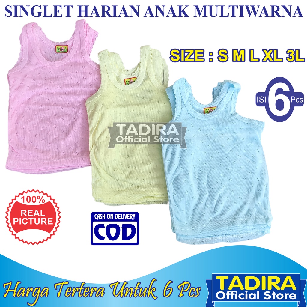 6 Pcs Singlet Anak Kaos Dalam Anak Laki-Laki Dan Perempuan Pakaian Dalam Warna TADIRA Store