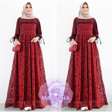 AMANDA DRESS / GAMIS CANTIK BUSUI / GAMIS PESTA GAMIS BRUKAT CANTIK ELEGANT FURING LEMONSKIN