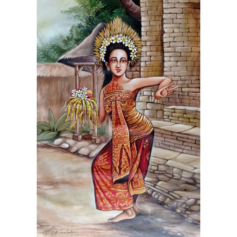 Lukisan penari oleg bali Lukisan tradisi antik Lukisan bali