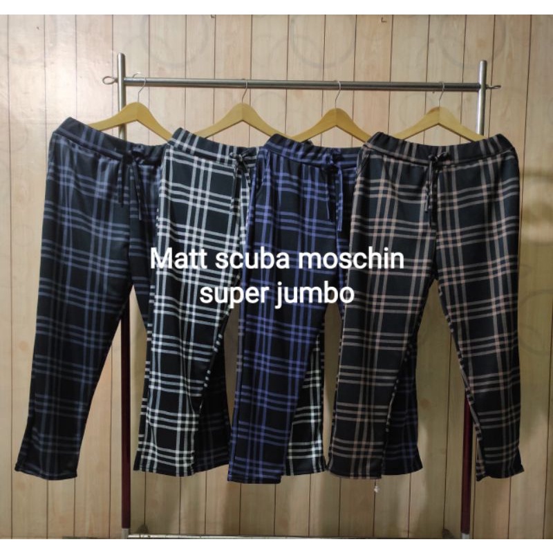 Luna crepe Tartan/celana scuba tali motif kotak