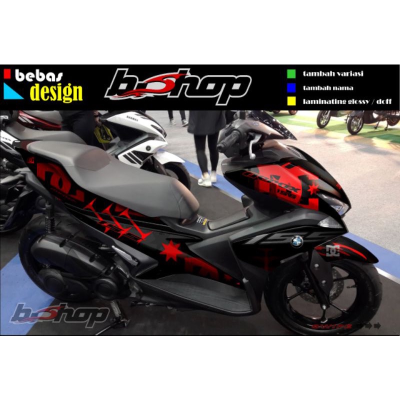 Decal Sticker Yamaha Aerox Full Body Gradasi Merah Hitam DG