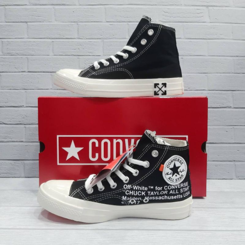 converse 70s x off white hi all black sol white