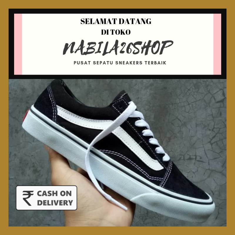 ORIGINAL 100%PREMIUM VANS OLD SKOOL BLACK WHITE SEPATU KASUAL KETS PRIA WANITA SEPATU SEKOLAH KERJA