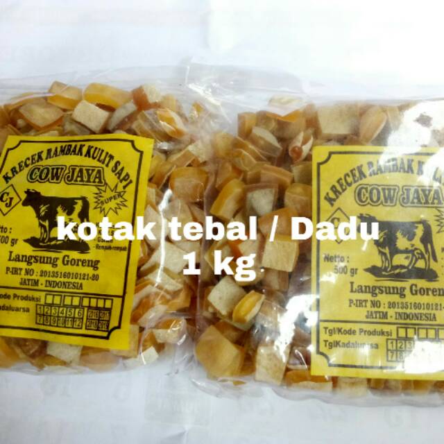 Produsen krecek/Krupuk RAMBAK SUPER jenis kotak tebal/Dadu 1 KG