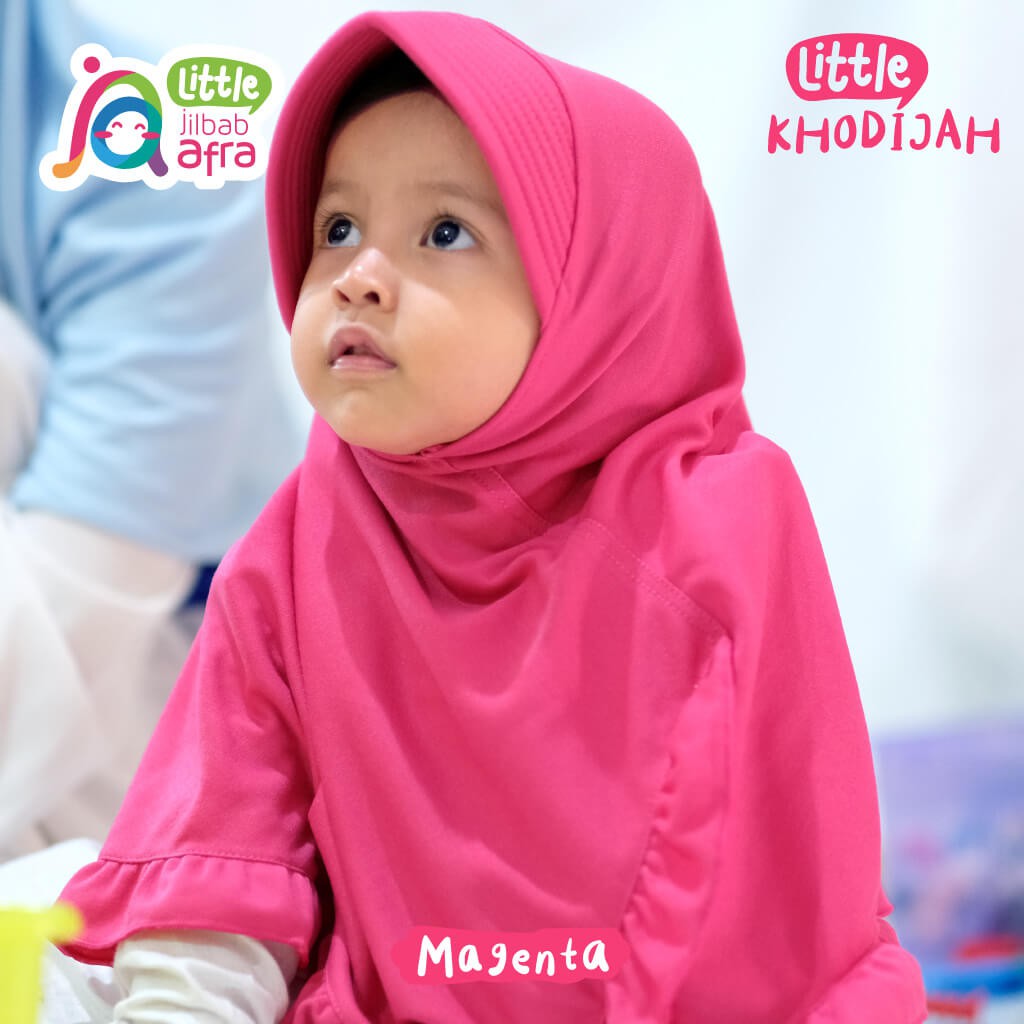 Jilbab Instan Anak Little Khodijah Magenta - Little Jilbab Afra - Bahan Kaos, Adem &amp; Lembut