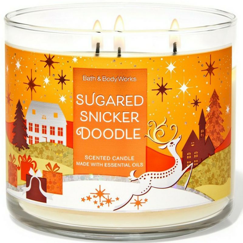 BATH AND BODY WORKS BBW SUGARED SNICKERDOODLE 3 WICK SCENTED CANDLE 411 G