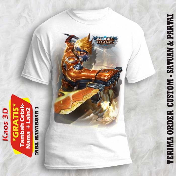 Kaos MBL Hayabusa Anak umur 3 4 5 6 7 8 9 10 11 tahun Gratis Cetak tulisan nama