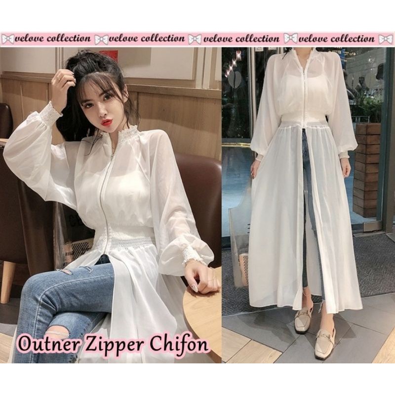 BISA COD OUTER  ZIPPER CHIFON VO IMPORT