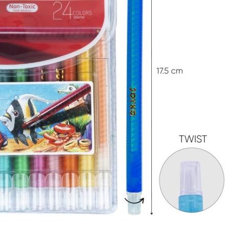 

❇ Crayon TiTi Joyko Twist / Crayon Putar PANJANG 24 Warna ♛