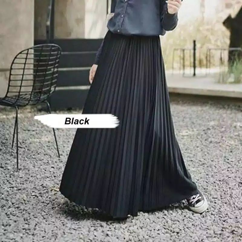 ROK PLIKET JUMBO MURAH BAWAHAN WANITA-Hitam