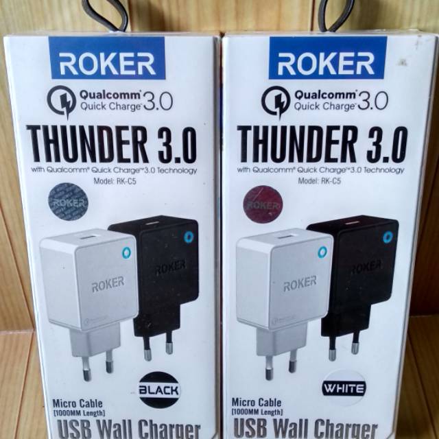 Charger ROKER THUNDER 3.0 RK-C5 - Qualcomm Quick Charge 3.0 ( Kabel Micro USB / Type C)