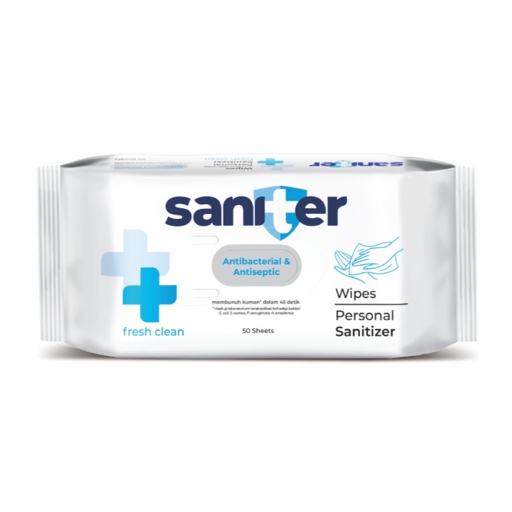 Saniter Antibacterial & Antiseptic Wipes / Tisu Basah Saniter isi 50s
