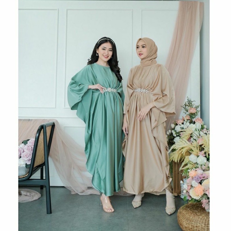 Paula kaftan pesta baju lebaran kaftan muslim premium long dress hijab saten kaftan satin silk kafta