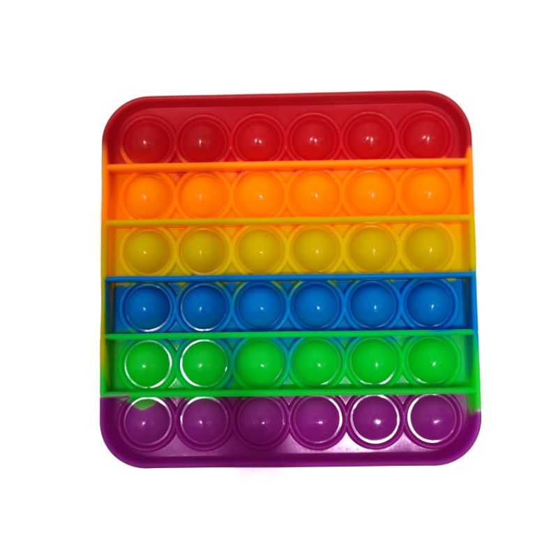 POP IT FIDGET TOY RAINBOW | PUSH POP BUBBLE FIDGET | MAINAN ANAK POP IT KARAKTER | POP IT POLOS-SQUARE RAINBOW