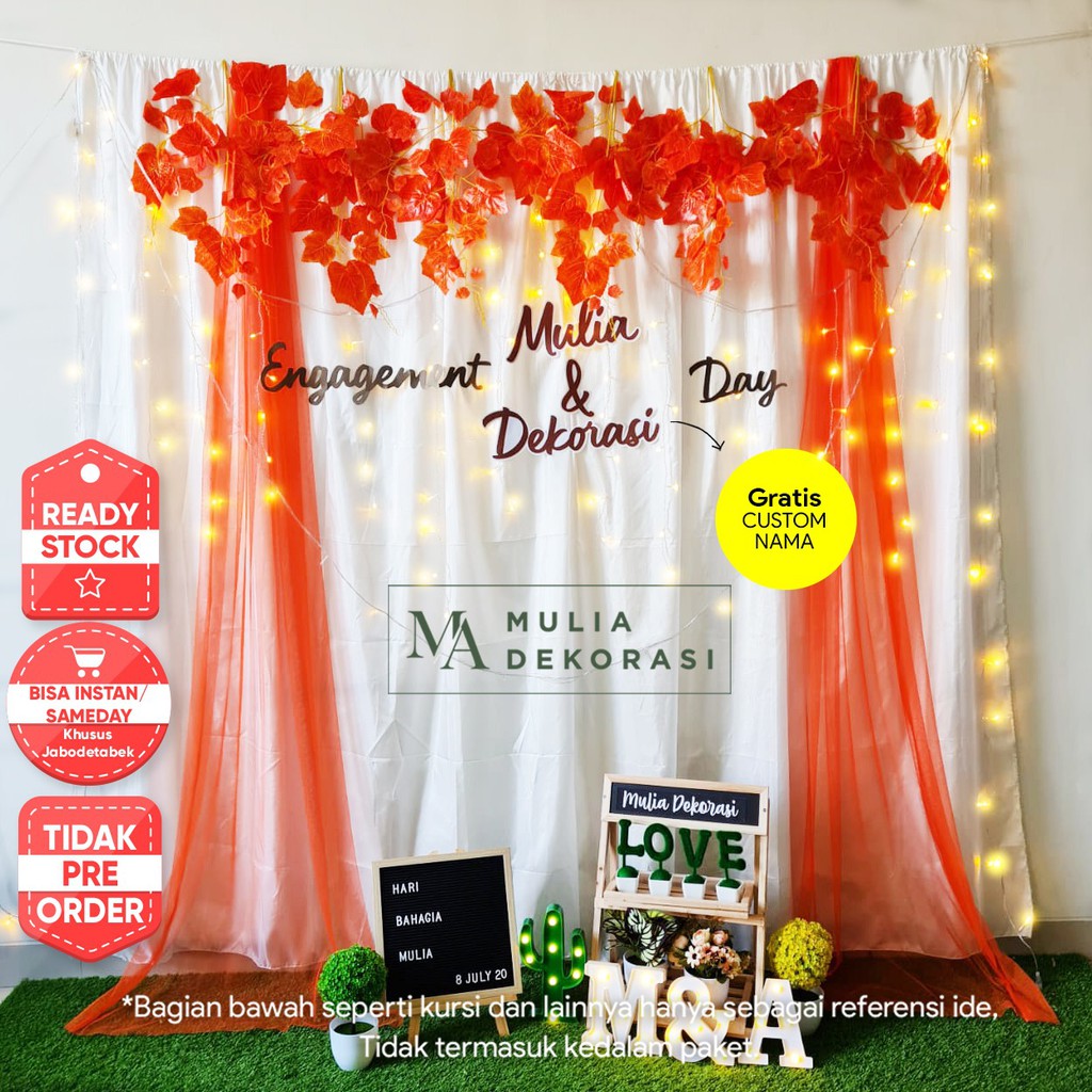 Dekorasi Lamaran Tunangan Backdrop Nikahan PhotoBooth DIY Akad Nikah Aqiqah Khitan Paket Mulia CC