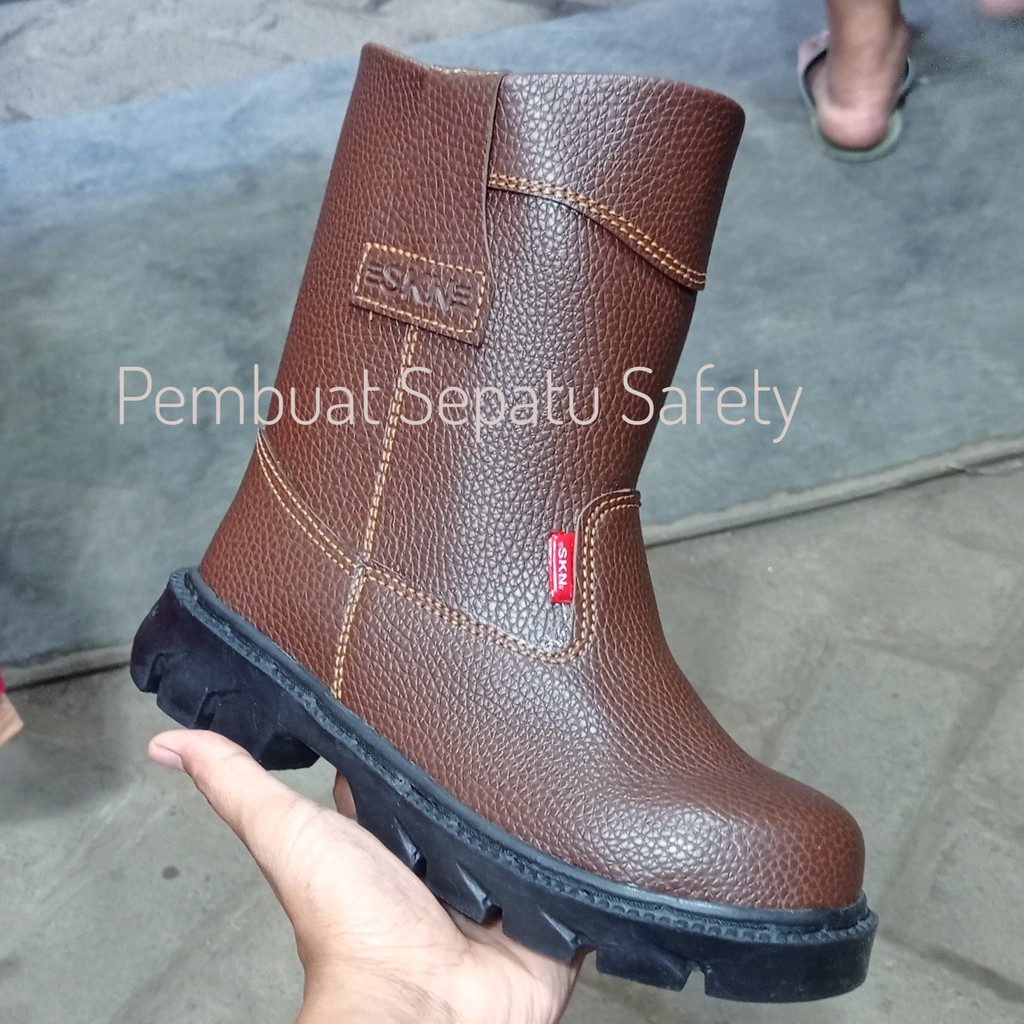 Sepatu Safety Septi Boot Ujung Besi Termurah King Skn Kulit Buatan Pabrik Proyek Pria Wanita a