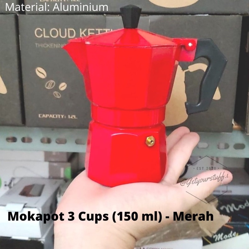 Moka Pot 3 Cup Merah