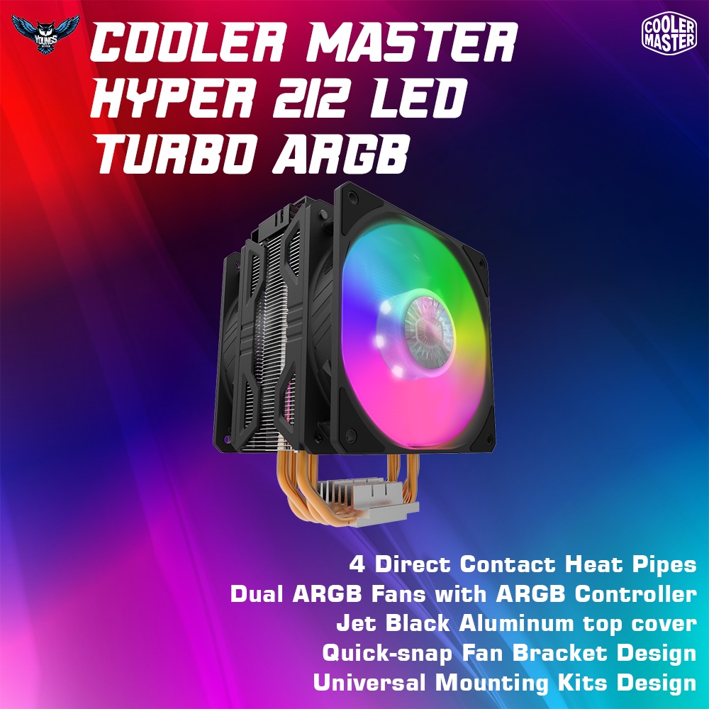 Cooler Master Hyper 212 LED TURBO ARGB | CPU Cooler Heatsink Dual Fan