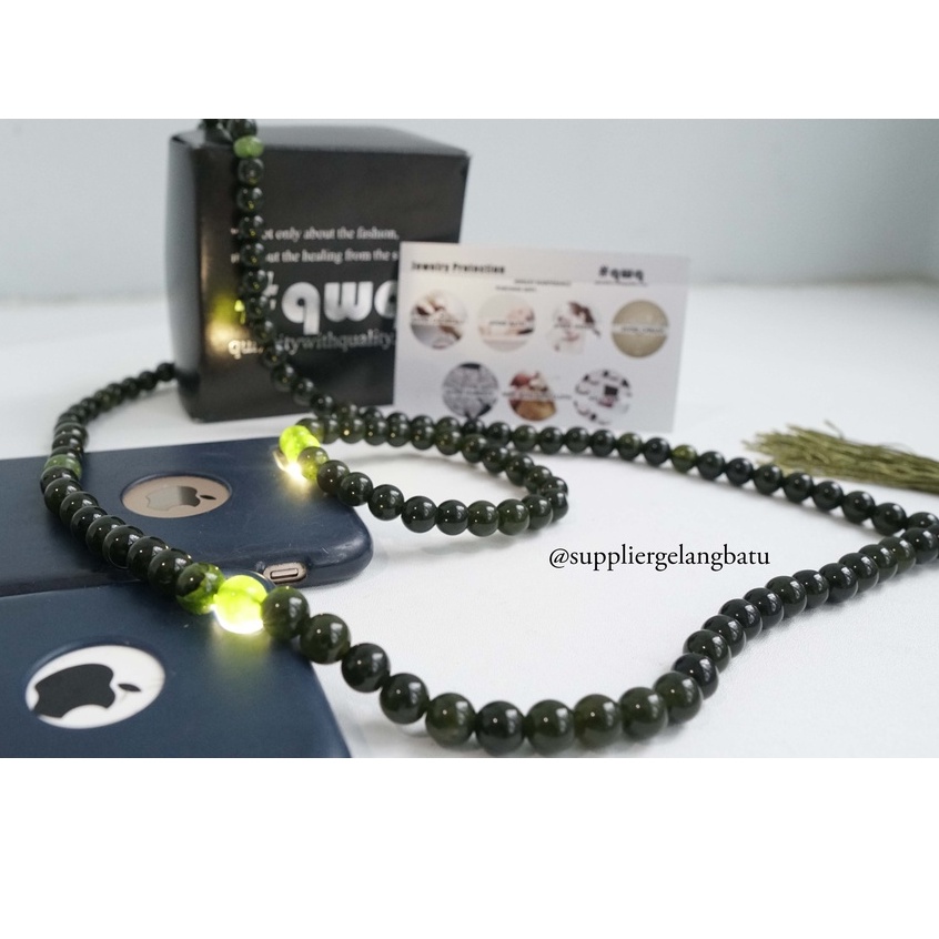 tasbih batu BLACK JADE ACEH BONUS GELANG tasbeh BERSERAT TEMBUS SENTER