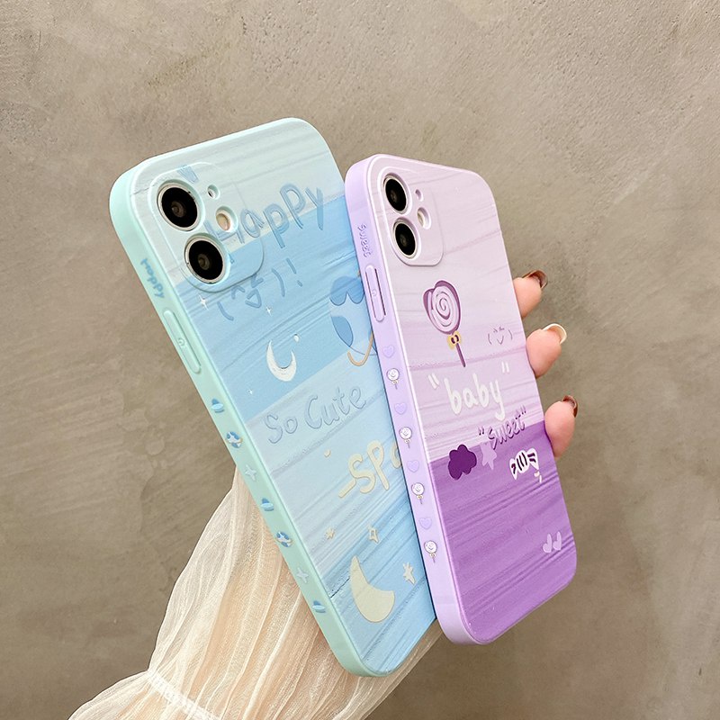 Case Samsung A12 A20 A30 A32 A50 A50S A30S A51 A02S A52 S10 S20 Plus Ultra S21 FE A42 A71 A31 A31 A21S A32 A22 A03S Casing Ftd Soft Protect Cover Girl Fashion Purple Love Blue Plant Back Case Cute