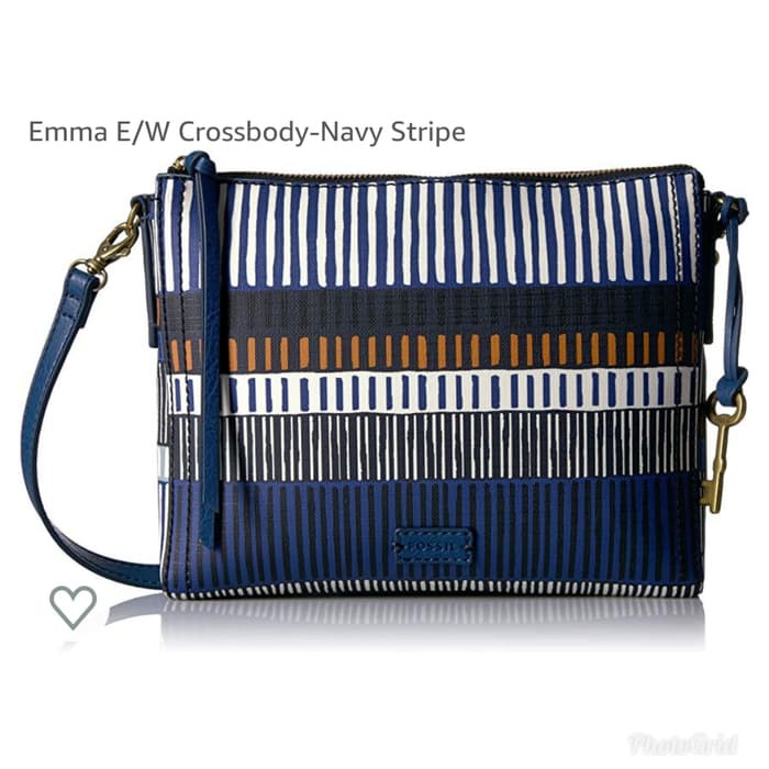 TAS SELEMPANG FOSSIL ORIGINAL - FOSSIL EMMA CROSSBODY NAVY STRIPE