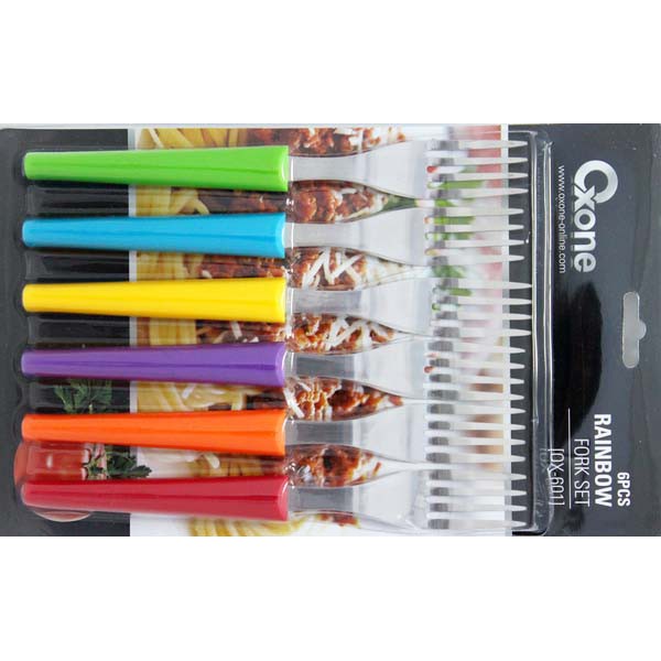 Oxone OX-601 6Pcs Rainbow Fork Set Garpu Makan Pelangi