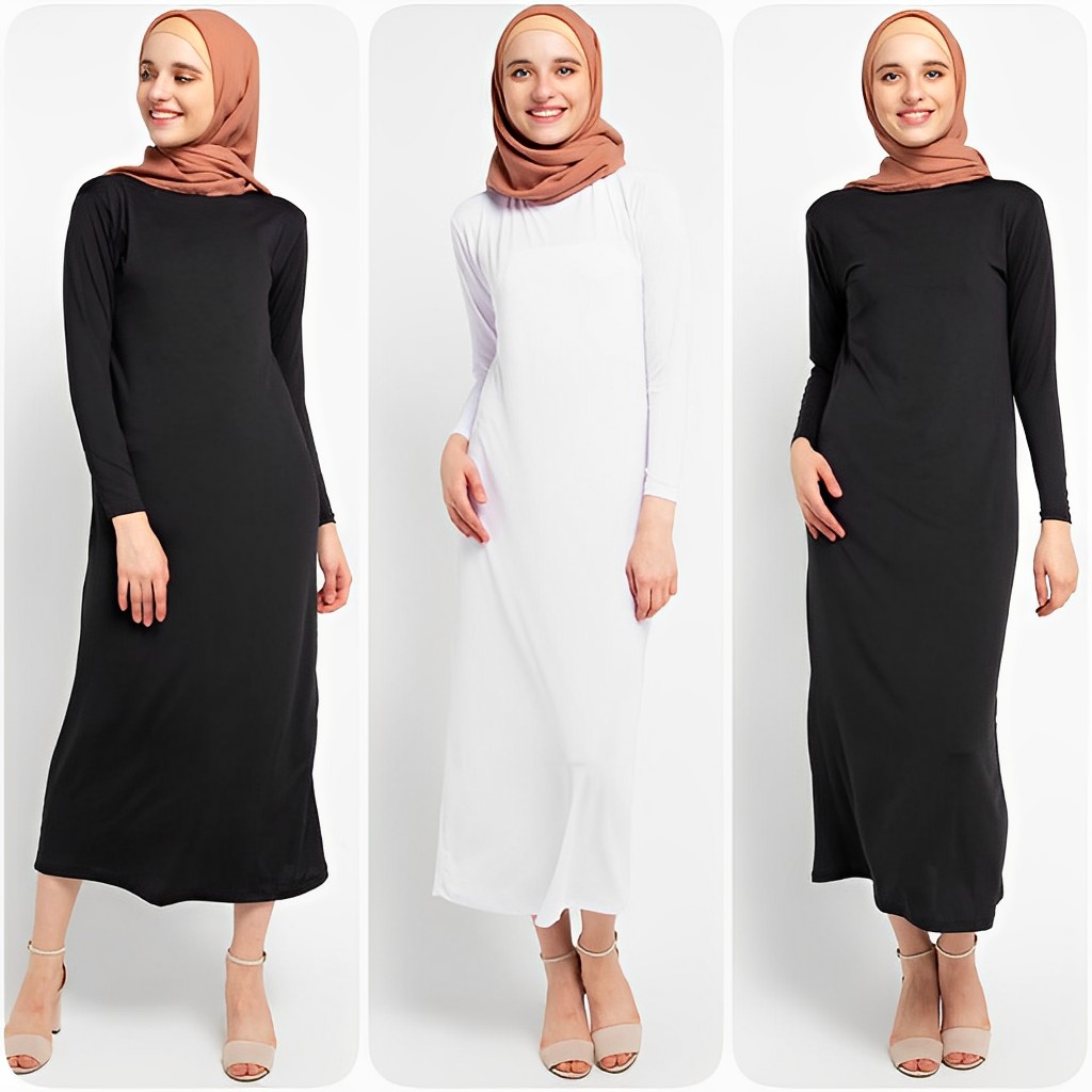 Baju Gamis Panjang Wanita BB 45-100 KG Polos Spandex Jersey Gamis Panjang Spandex.