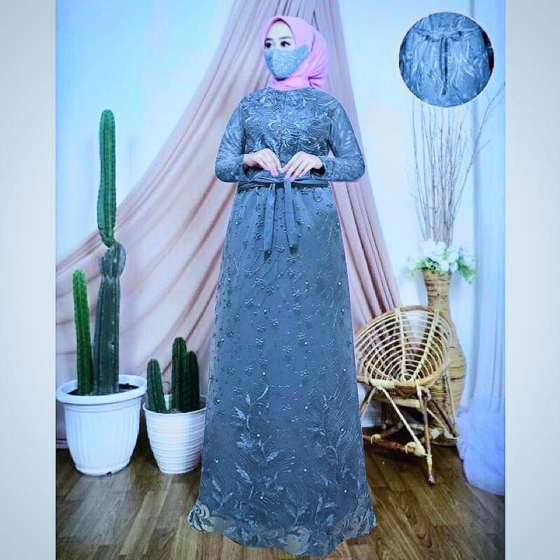 Busui +Masker Damira Gamis Brukat Premium Remaja Dewasa Wanita Fashion Seragam Jumbo Pesta