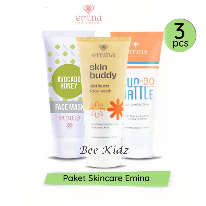Paket Perawatan Wajah Emina Bahan Alami untuk Kulit Sensitif dan Kering 3 pcs - Pelembab - Skincare