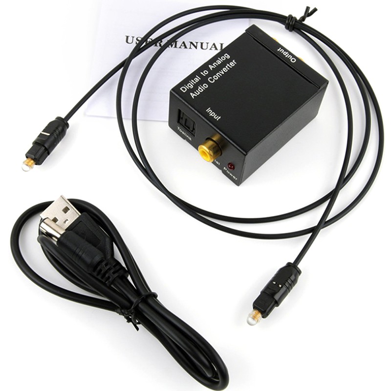 Adapter Konverter Optikal Coax Toslink Digital Ke Analog Rca L/R Stereo Audio