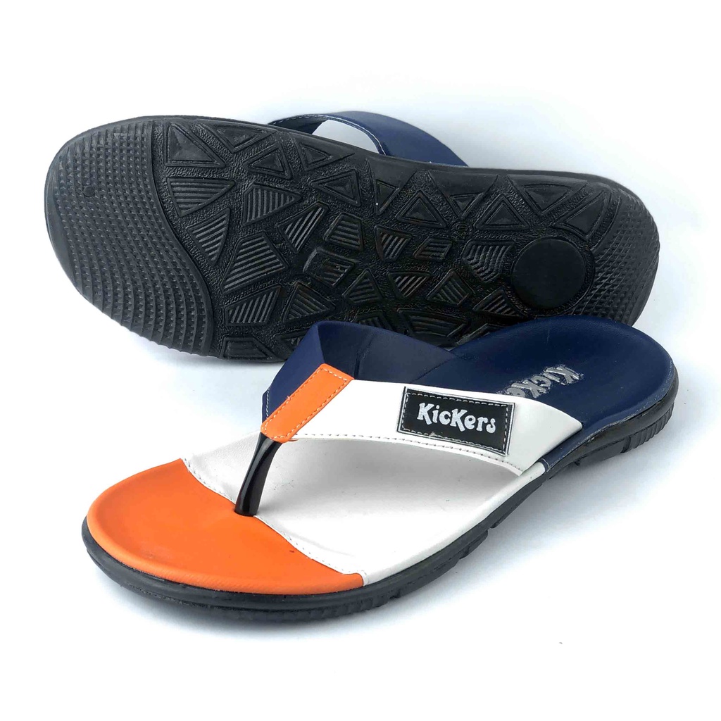 Sandal Jepit Pria Casual Distro Murah Keren Sendal Terbaru Virale JPT 07 ORANGE