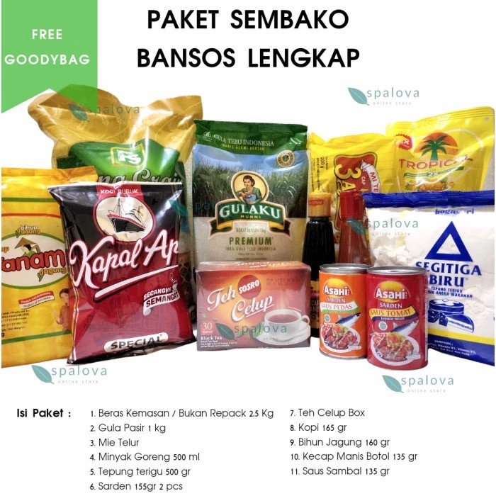 PAKET SEMBAKO BANSOS LENGKAP