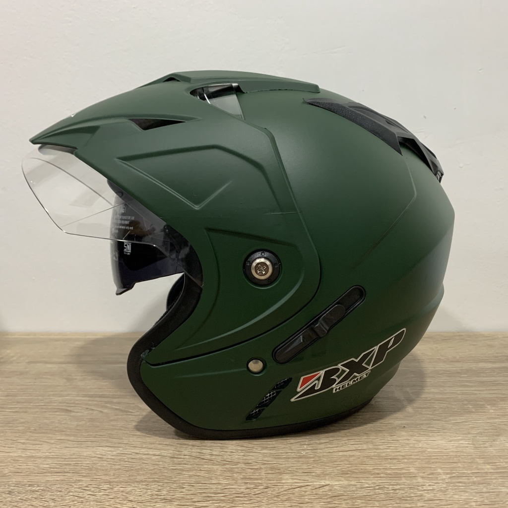 Jual Helm JP 7 Hijau Army Doff Helem SNI Helmet Dewasa Polos Dua Kaca