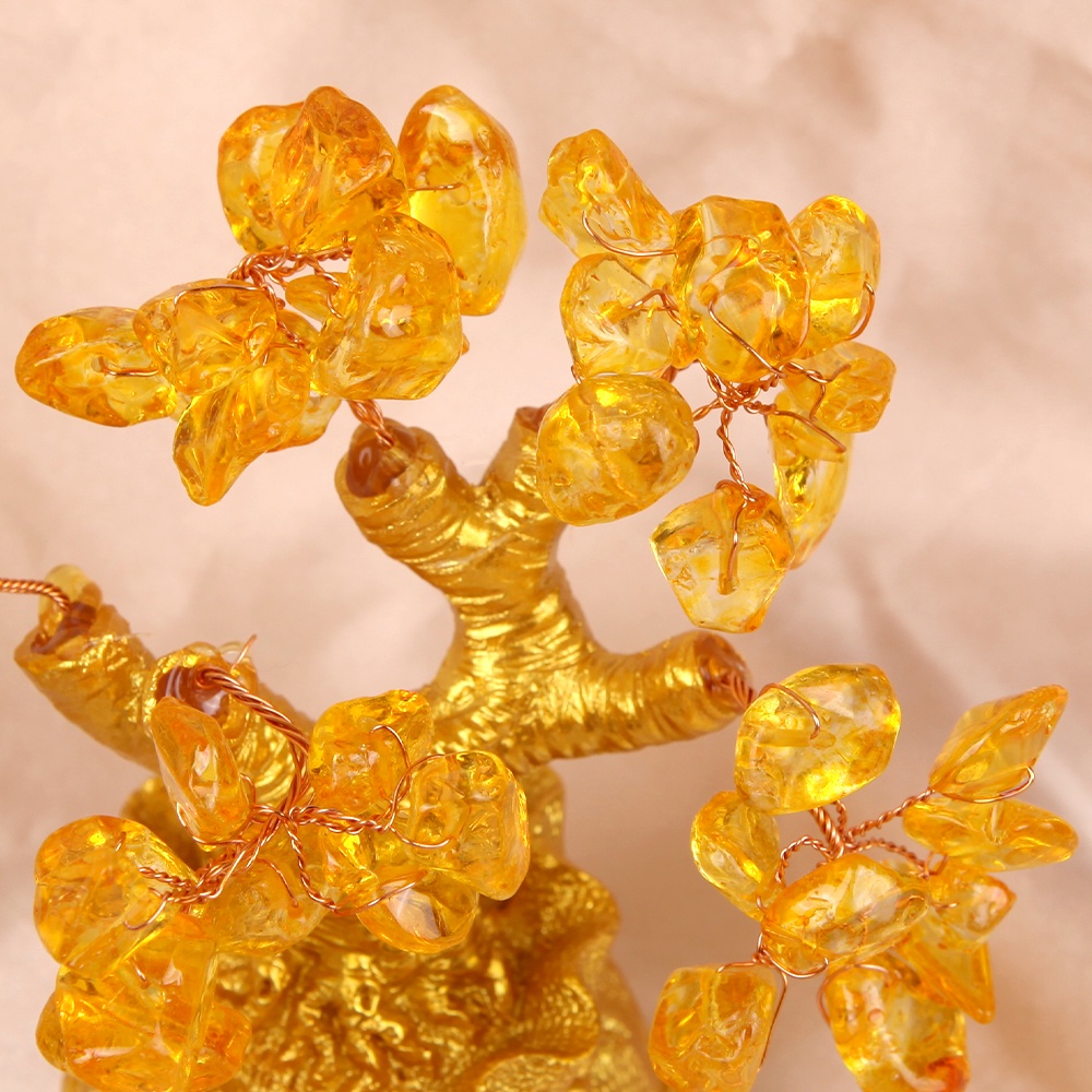 Natural Crystal Bonsai Moneybag Tree Ornaments Home Decoration / Feng Shui Citrine Lucky Tree Ornament For Tabletop Artificial Home Decor / Lucky Tree Feng Shui Money Tree for  Garden Livingroom Office Party Ornament Home Decor