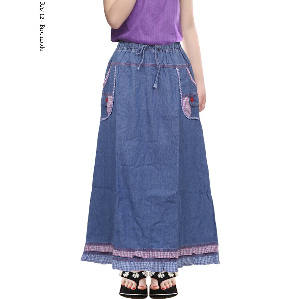 Rok Jeans Anak Rok Panjang Anak Perempuan Usia 8-12 Tahun