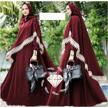 Gamis Wanita Muslim Kekinian Terbaru 2021 Bahan Maxmara Mewah Set Khimar Syari